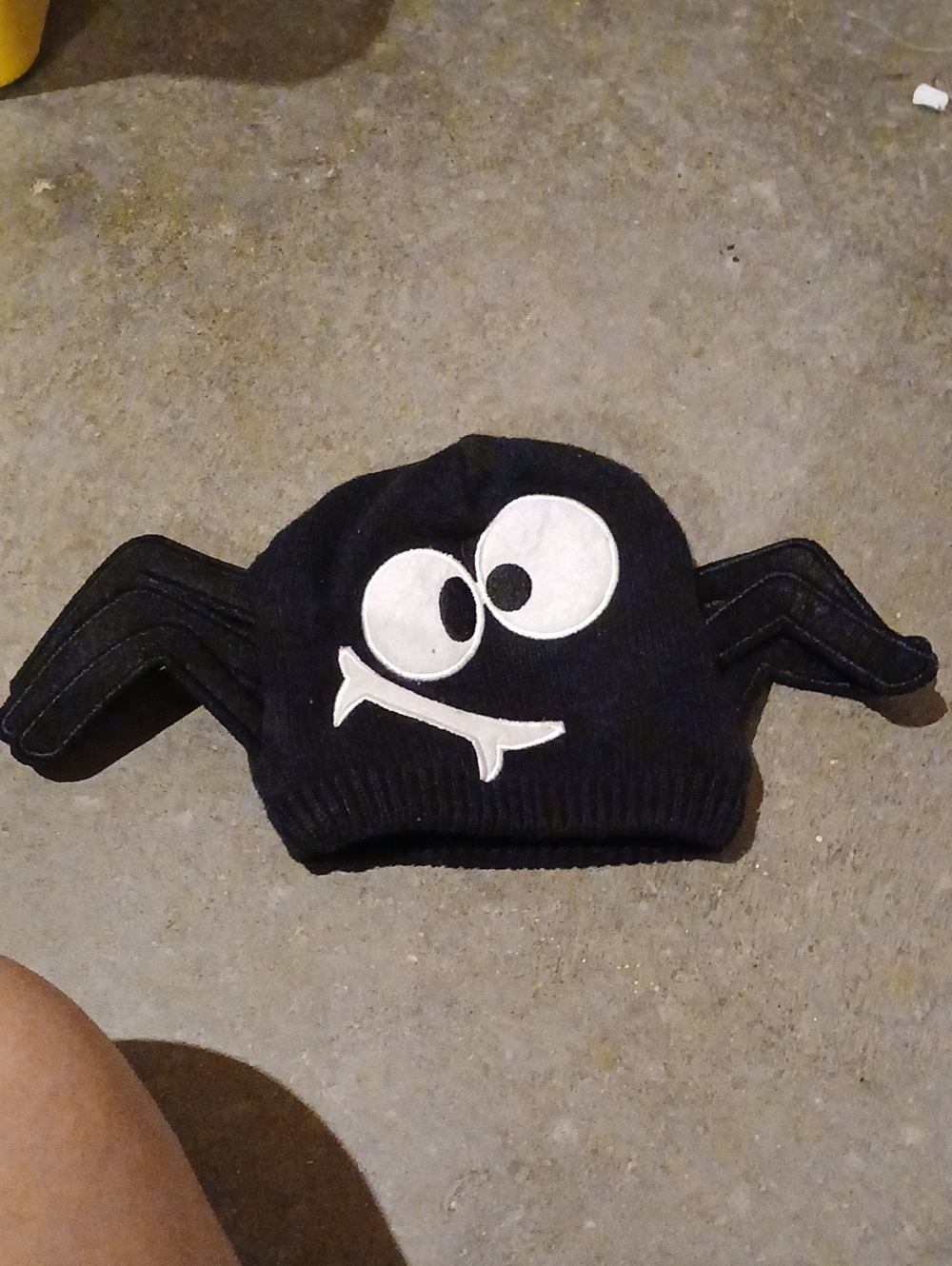 Koala Kids Black Bat Ear Beanie with White Eye and Fang Appliqué